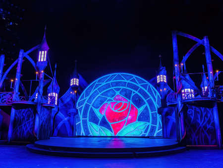 Utah, JUN 19, 2021 - Beauty and the beast performance in the Tuacahn amphitheatreのeditorial素材