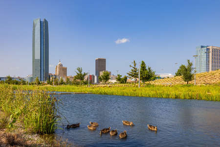 Oklahoma, AUG 9, 2021 - Sunny view of the skyline of Oklahoma Cityのeditorial素材