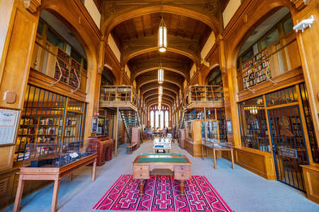 Oklahoma, AUG 10, 2021 - Interior view of the historical library in Monnet Hallのeditorial素材