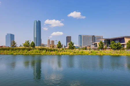 Oklahoma, AUG 9, 2021 - Sunny view of the skyline of Oklahoma Cityのeditorial素材