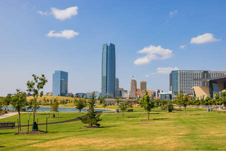 Oklahoma, AUG 9, 2021 - Sunny view of the skyline of Oklahoma Cityのeditorial素材