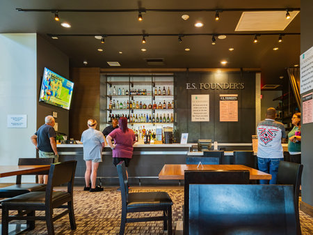 Oklahoma, AUG 9, 2021 - Interior view of a pub in Embassy Suites by Hiltonのeditorial素材