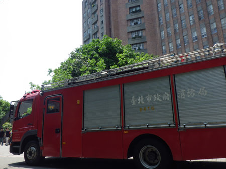 Taipei, MAY 23, 2012 - Fire drill practice in National Taiwan University
