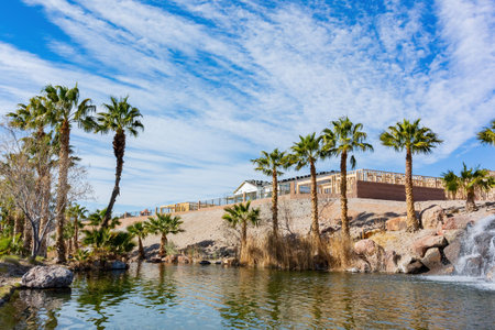 Waterfall landscape in Lake Las Vegas, Nevada