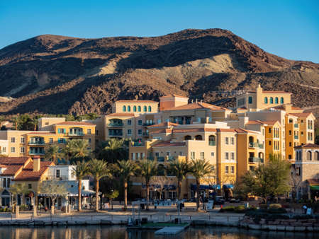 Sunny view of the Lake Las Vegas at Nevadaのeditorial素材