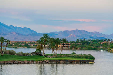 Afternoon view of the landscape of Lake Las Vegas at Nevadaの写真素材