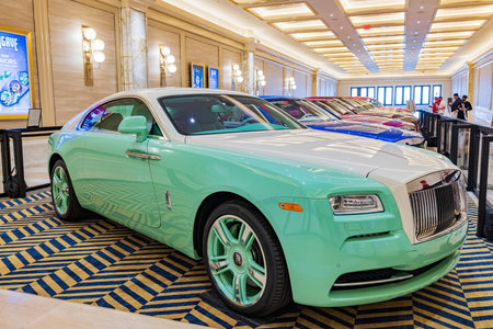 Las Vegas, JUL 30, 2021 - Luxury car display in the Resorts Worldのeditorial素材