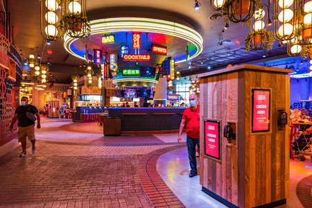 Las Vegas, JUL 30, 2021 - Asian food street of the Resorts Worldのeditorial素材