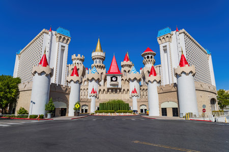 Las Vegas, SEP 7, 2021 - Sunny exterior view of the Excalibur Hotel and Casinoのeditorial素材
