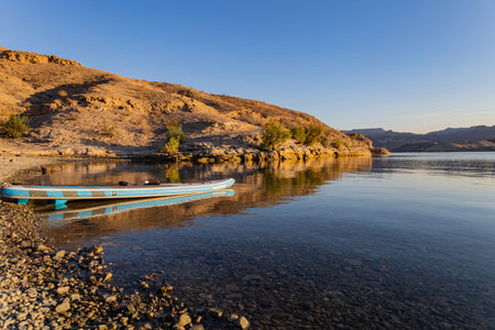 Nevada, SEP 19, 2021 - Stand up paddle board in Lake Meadのeditorial素材