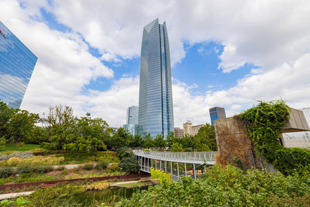 Oklahoma, OCT 10, 2021 - Cloudy outdoor garden of the Myriad Botanical Gardensのeditorial素材