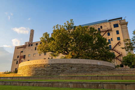 Oklahoma, OCT 2, 2021 - Sunset exterior garden of Oklahoma City National Memorial and Museumのeditorial素材