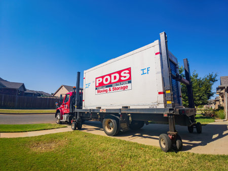 Oklahoma, OCT 6, 2021 - PODS Container outside a house