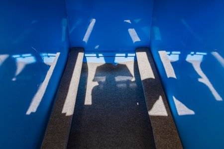 Sunny view of a storm shelter at Oklahomaの写真素材