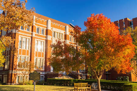 Beautiful fall color view of the campus of Univeristy of Oklahoma at Norman, Oklahomaの写真素材