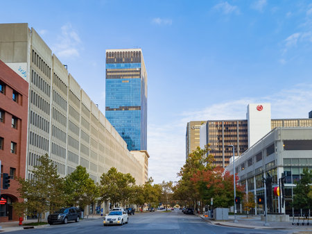 Oklahoma, NOV 16 2021 - Daytime overcast view of downtown cityscapeのeditorial素材