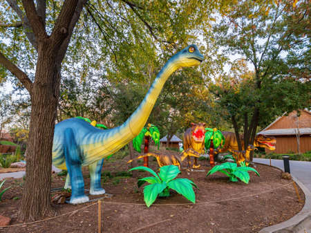 Oklahoma, NOV 9 2021 - Night of the Oklahoma City Zoo of Safari Lightのeditorial素材