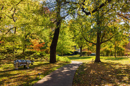 Beautiful fall color in the famous Philbrook Museum of Art at Tulsa, Oklahomaのeditorial素材