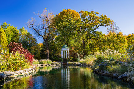 Beautiful fall color in the famous Philbrook Museum of Art at Tulsa, Oklahomaのeditorial素材