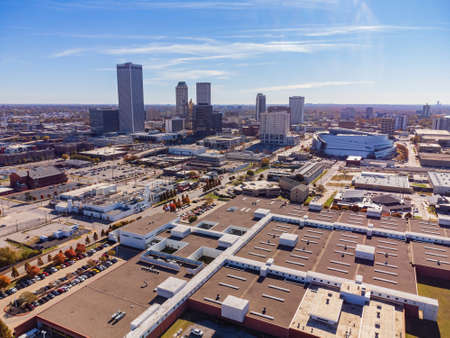 Aerial view of the Tulsa downtown at Oklahomaのeditorial素材