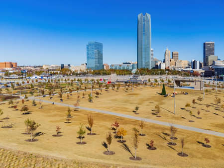 Aerial view of the downtown cityscape at Oklahomaのeditorial素材