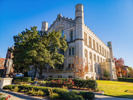 Beautiful fall color view of the campus of Univeristy of Oklahoma at Norman, Oklahoma