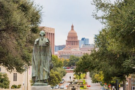 Overcast view of Texas Capitol at Texas, USAの写真素材