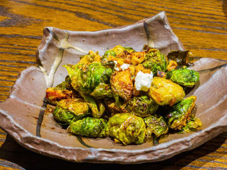Close up shoot of fried fried Brussels sprout at Texas, USAの写真素材