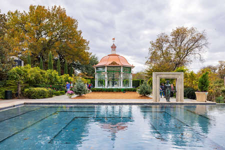Dallas, NOV 24 2021, Overcast view of the 12 Days of Christmas exhibtion in Dallas Arboretum and Botanical Gardenのeditorial素材