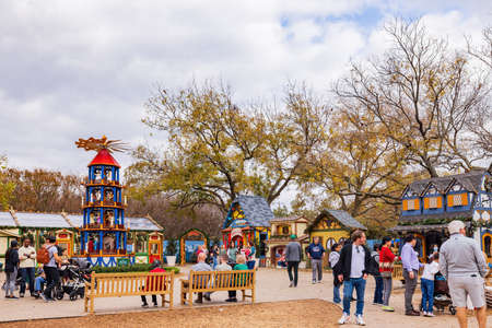 Dallas, NOV 24 2021, Overcast view of the Christmas Village in Dallas Arboretum and Botanical Gardenのeditorial素材