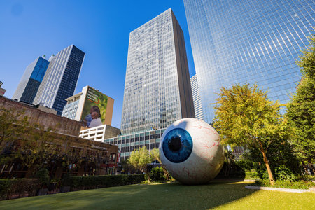 Dallas, NOV 25 2021, Sunny view of the Giant Eyeball sculptureのeditorial素材