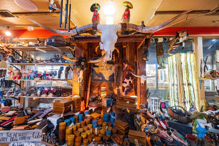 Fort Worth, NOV 27 2021, Interior view of a gift shop with many animal model in Stockyardsのeditorial素材