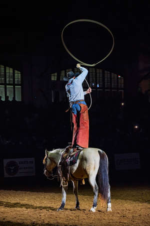 Fort Worth, NOV 27 2021, Cowboy performance in the Stockyards Championship Rodeoのeditorial素材