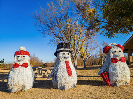 Christmas decoration in Mitch Park at Edmond, Oklahomaの写真素材
