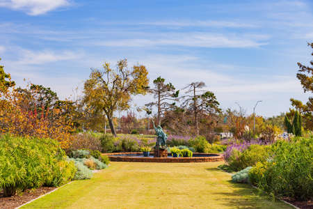 Beautiful fall color of the Will Rogers Gardens at Oklahomaの写真素材