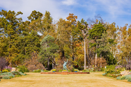 Beautiful fall color of the Will Rogers Gardens at Oklahomaの写真素材