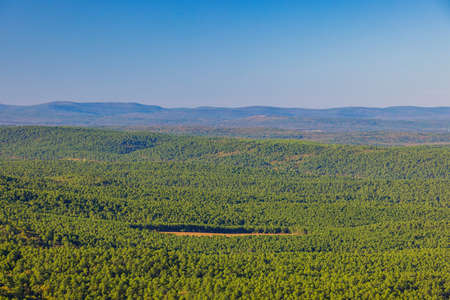 High angle view of Talimena National Scenic Byway at Oklahomaの写真素材