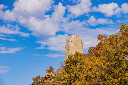 Exterior view of the Tucker Tower of Lake Murray State Park at Oklahomaの写真素材