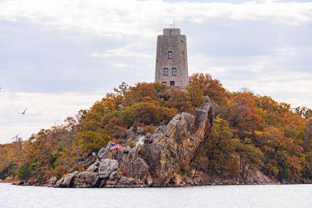 Beautiful landscape of the Tucker Tower of Lake Murray State Park at Oklahomaの写真素材