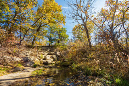 Fall color of the nature and Antelope Springs at Oklahomaの写真素材