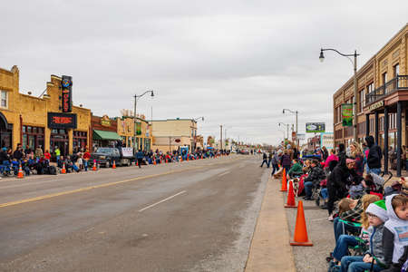 Oklahoma, DEC 4, 2021 - Many people waiting for the Cowboy Christmas Paradeのeditorial素材