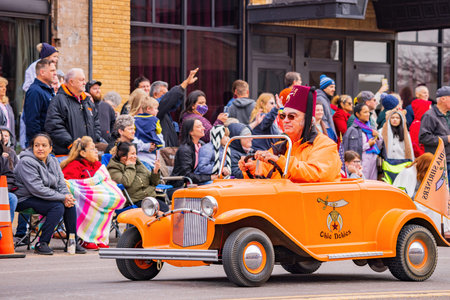 Oklahoma, DEC 4, 2021 - Miniature car driving in Cowboy Christmas Parade