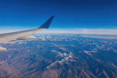 Aerial view of some snowy mountain around Colorado at USAの写真素材