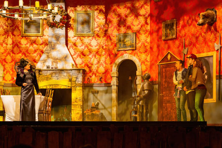 Copenhagen, OCT 29, 2015 - Night show performance in the Tivoli parkのeditorial素材