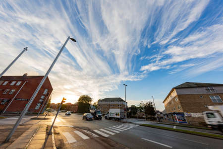 Denmark OCT 27 2015 - Morning sunny view of the cityscape of Herlevのeditorial素材