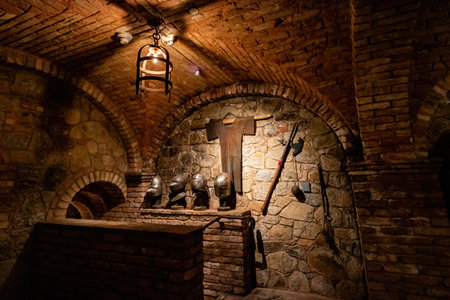 San Francisco, AUG 16 2015 - Interior view of the Sunny view of the 13th-century style Castello di Amorosaのeditorial素材