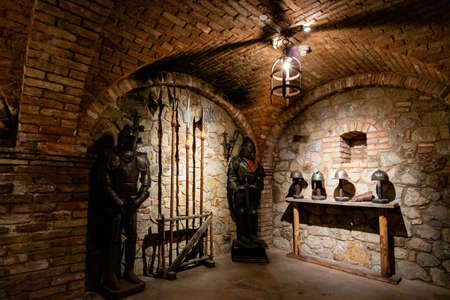 San Francisco, AUG 16 2015 - Interior view of the Sunny view of the 13th-century style Castello di Amorosaのeditorial素材