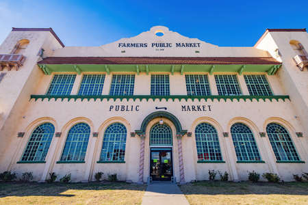 Oklahoma, DEC 5 2021 - Exterior view of the historical Farmers Public Market main buildingのeditorial素材