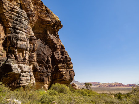 Sunny view of the landscape of Red Rock Canyon at Las Vegas, Nevadaの写真素材