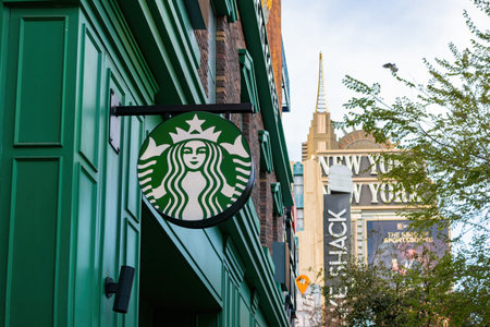 Las Vegas, MAR 22 2021 - Sign of the Starbucks Coffee